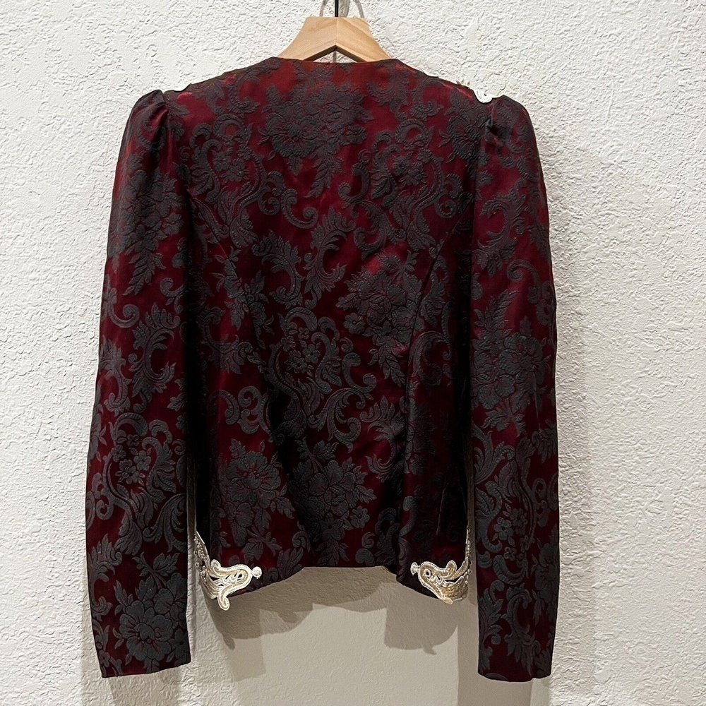 Vintage Jessica Mcclintock Jacquard Jacket 80’s Lace Detail And Pearl/ Beads - Picture 6 of 13